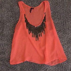 Coral crop top. Small.